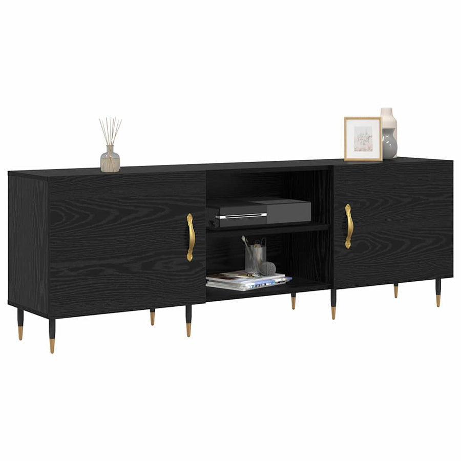 TV-kast Zwart eiken 150 x 30 x 50 cm Bewerkt hout