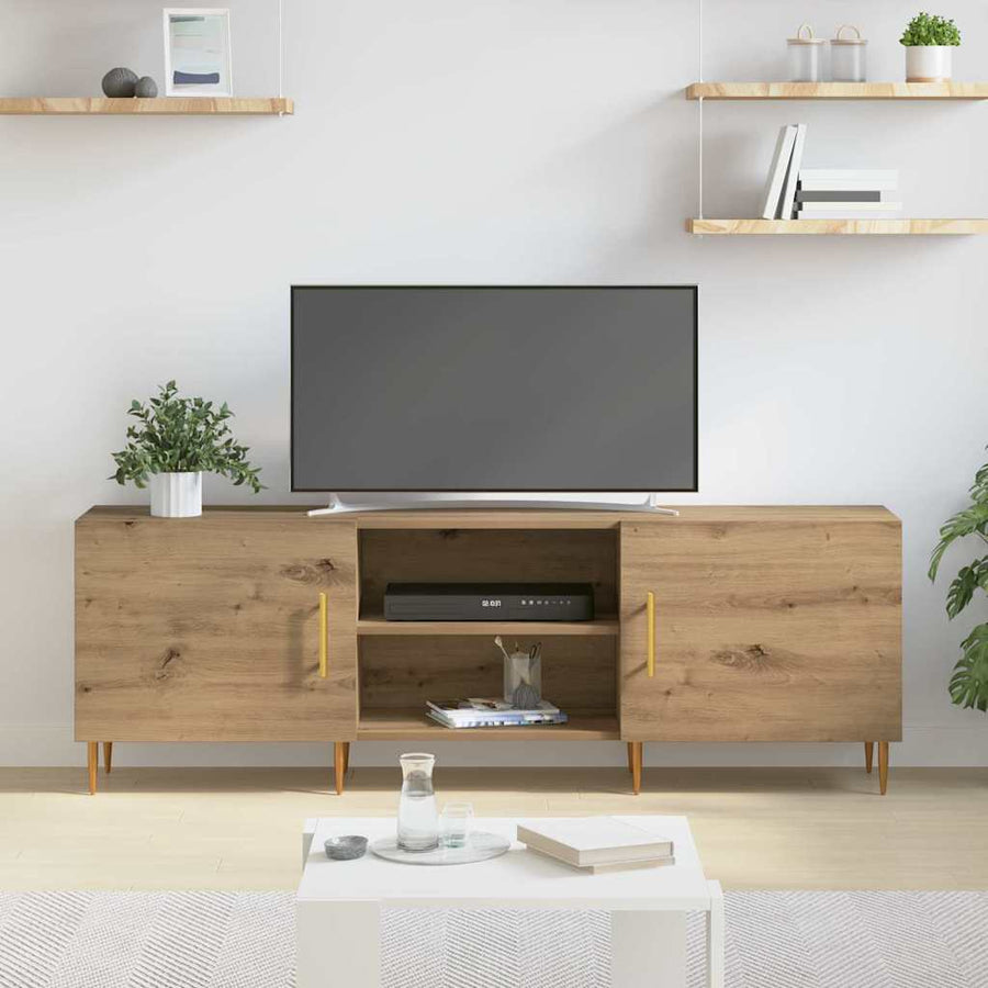 TV-kast artisanaal eikenkleurig 150 x 30 x 50 cm Bewerkt hout