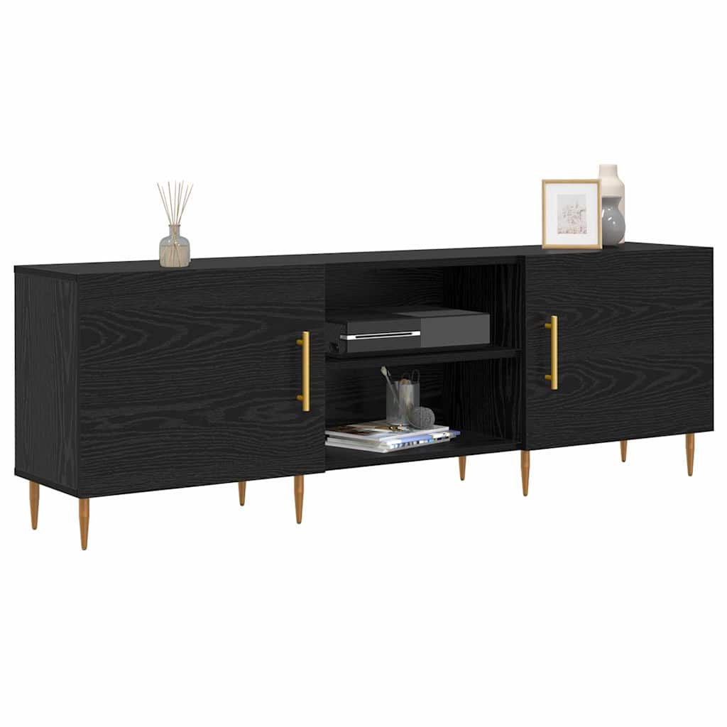 TV-kast Zwart eiken 150 x 30 x 50 cm Bewerkt hout