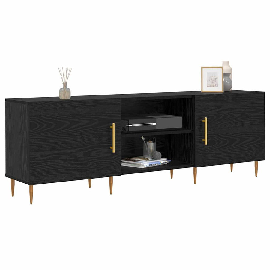 TV-kast Zwart eiken 150 x 30 x 50 cm Bewerkt hout