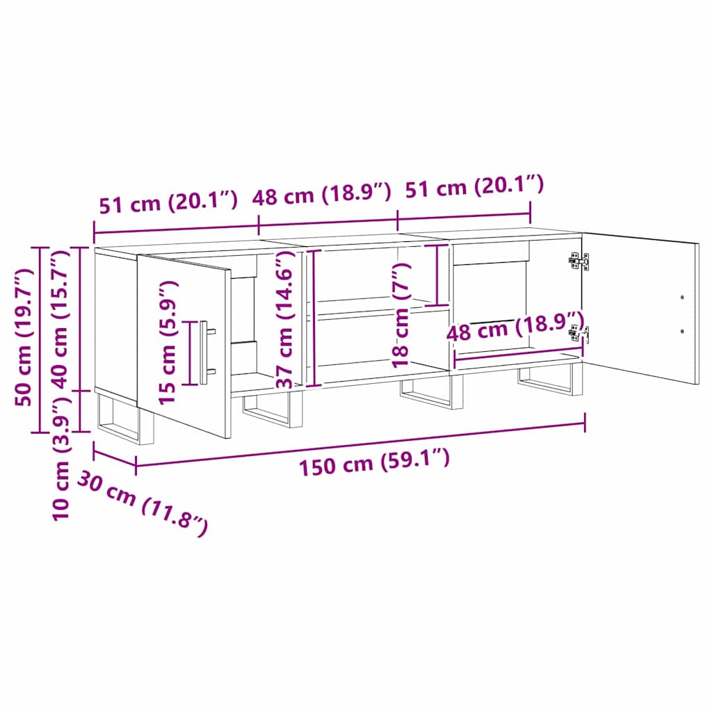 TV-kast Artisan Eiken 150 x 30 x 50 cm Bewerkt hout