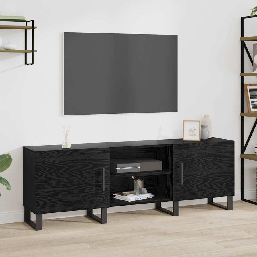 TV-kast Zwart Eiken 150 x 30 x 50 cm Bewerkt hout