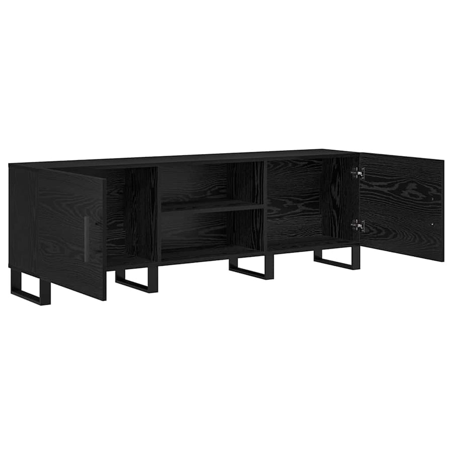 TV-kast Zwart Eiken 150 x 30 x 50 cm Bewerkt hout