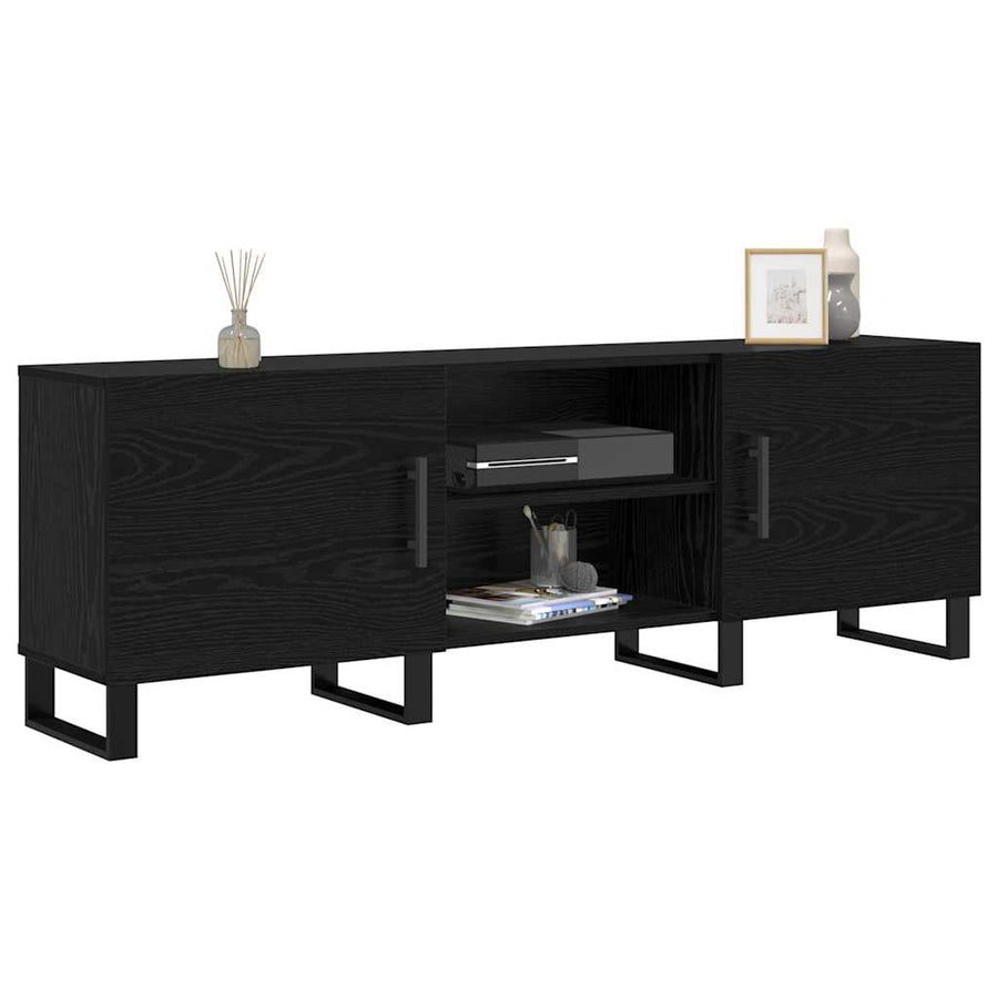 TV-kast Zwart Eiken 150 x 30 x 50 cm Bewerkt hout