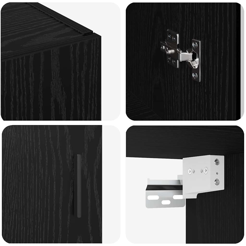 Wandkast Wandgemonteerd Zwart 69,5 x 34 x 90 cm Bewerkt hout