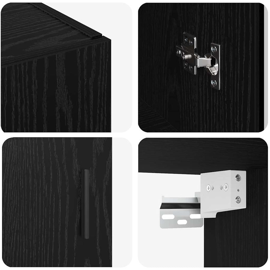 Wandkast Wandgemonteerd Zwart 69,5 x 34 x 90 cm Bewerkt hout
