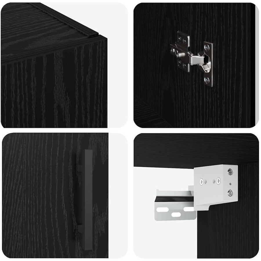 Wandkast met plank Zwart eiken 69.5 x 34 x 90 cm Bewerkt hout