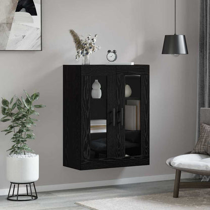 Wandkast met plank Zwart eiken 69.5 x 34 x 90 cm Bewerkt hout