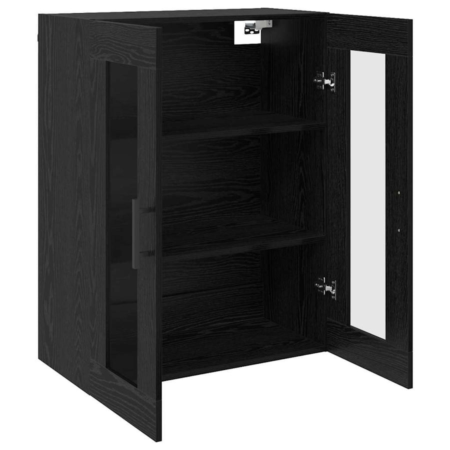 Wandkast met plank Zwart eiken 69.5 x 34 x 90 cm Bewerkt hout