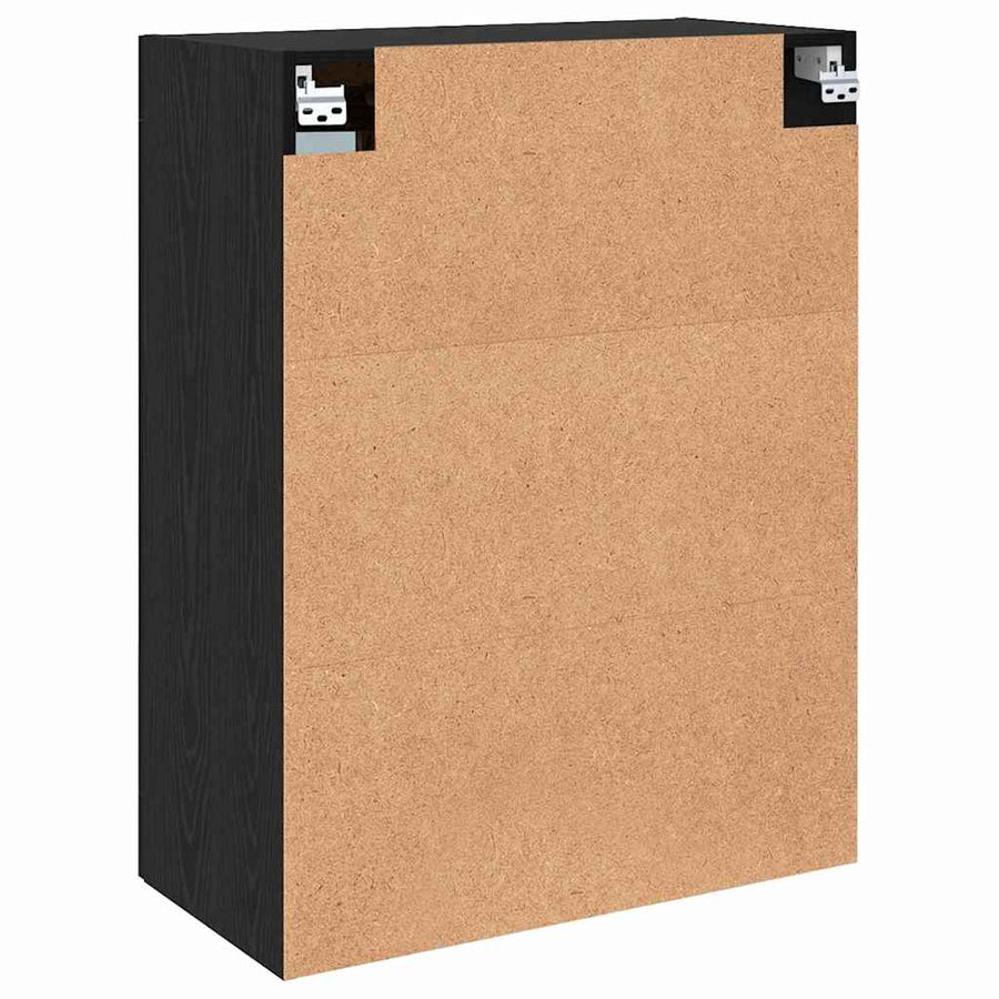 Wandkast met plank Zwart eiken 69.5 x 34 x 90 cm Bewerkt hout