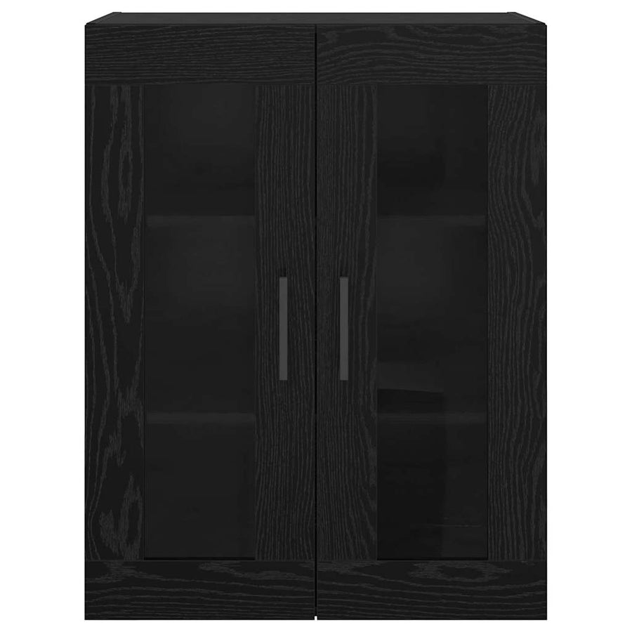 Wandkast met plank Zwart eiken 69.5 x 34 x 90 cm Bewerkt hout
