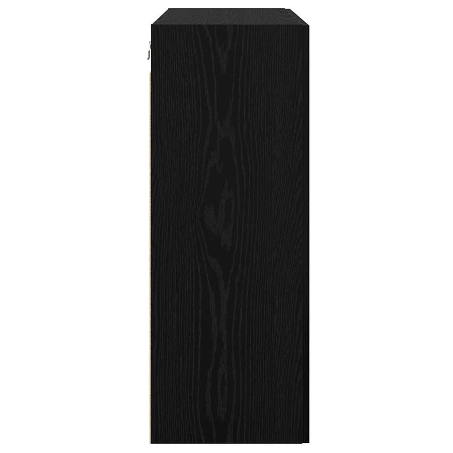 Wandkast met plank Zwart eiken 69.5 x 34 x 90 cm Bewerkt hout