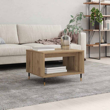 Salontafel artisanaal eikenkleurig 60 x 50 x 40 cm Bewerkt hout