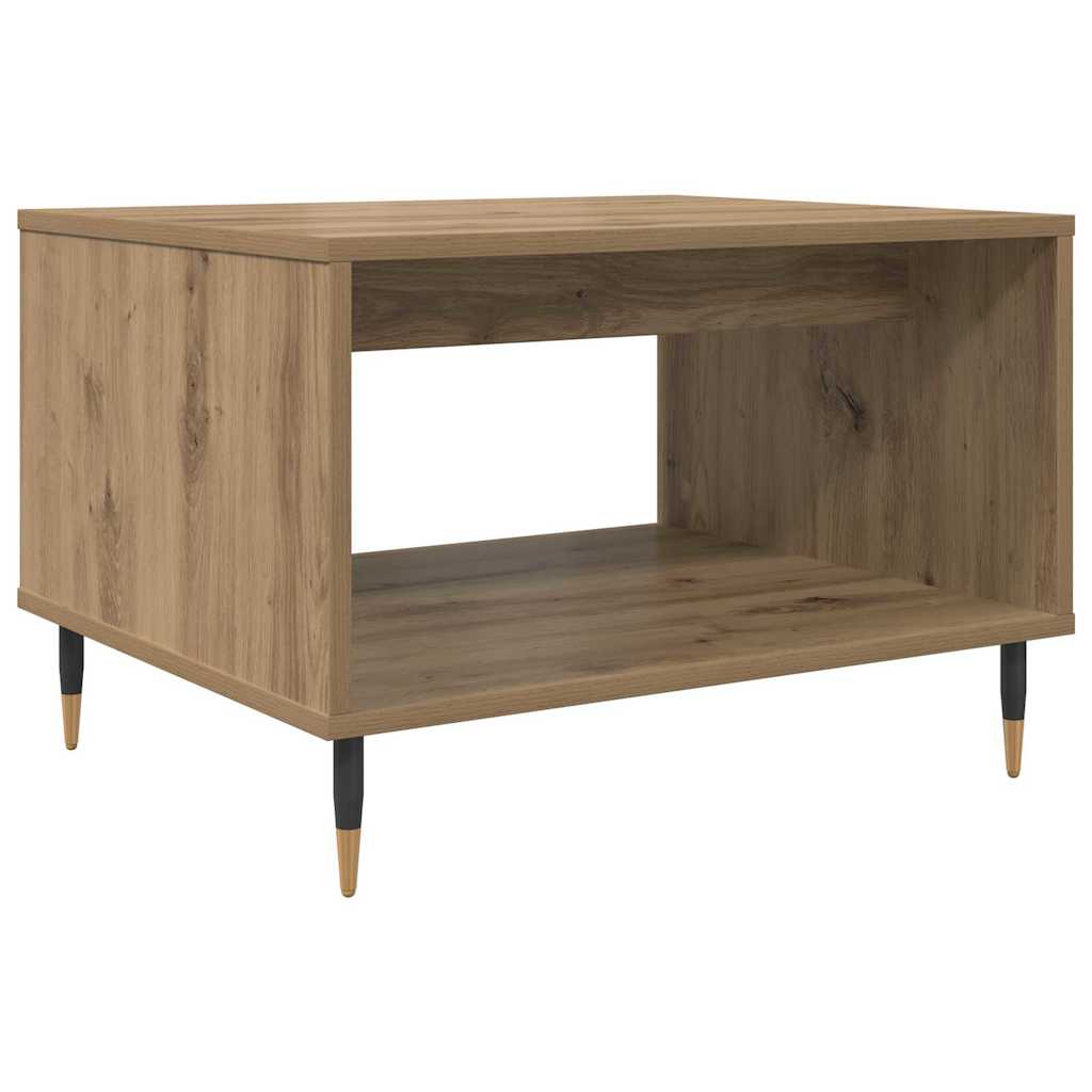 Salontafel artisanaal eikenkleurig 60 x 50 x 40 cm Bewerkt hout