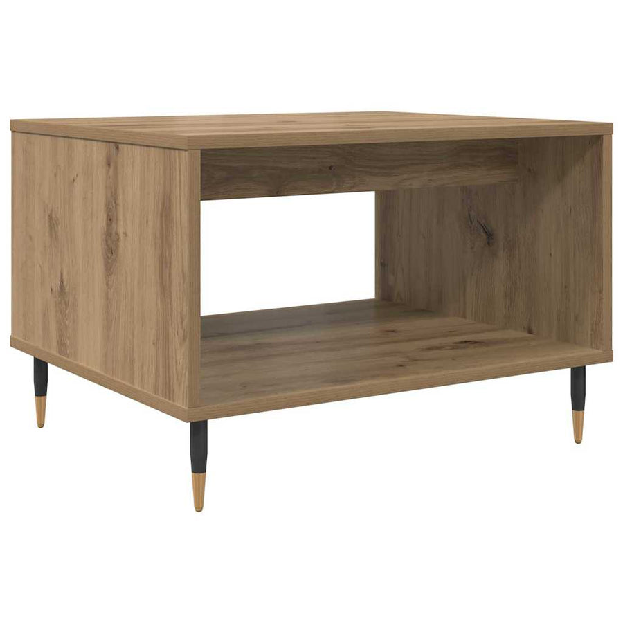 Salontafel artisanaal eikenkleurig 60 x 50 x 40 cm Bewerkt hout
