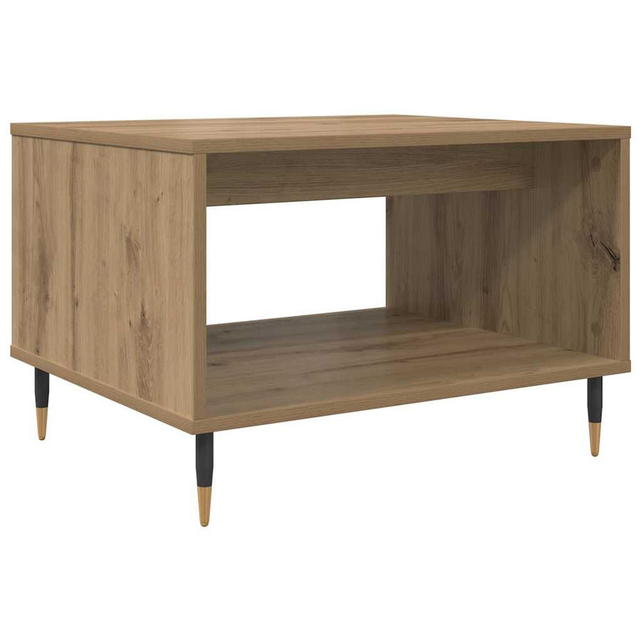 Salontafel artisanaal eikenkleurig 60 x 50 x 40 cm Bewerkt hout