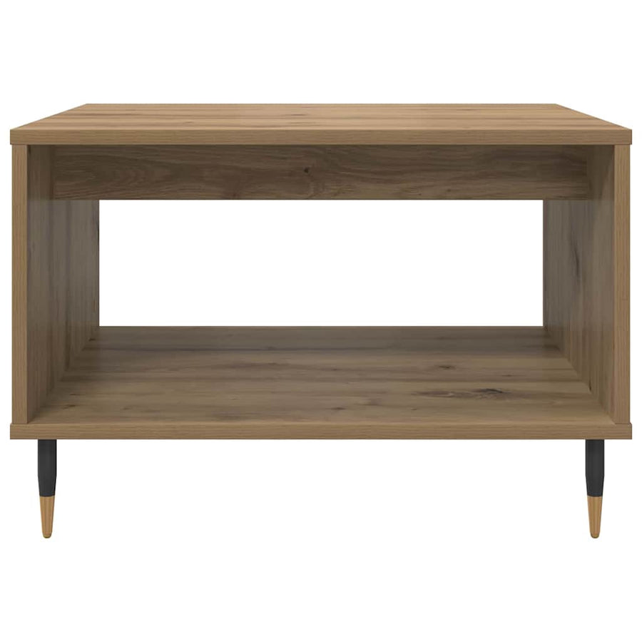 Salontafel artisanaal eikenkleurig 60 x 50 x 40 cm Bewerkt hout
