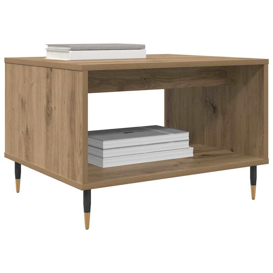 Salontafel artisanaal eikenkleurig 60 x 50 x 40 cm Bewerkt hout