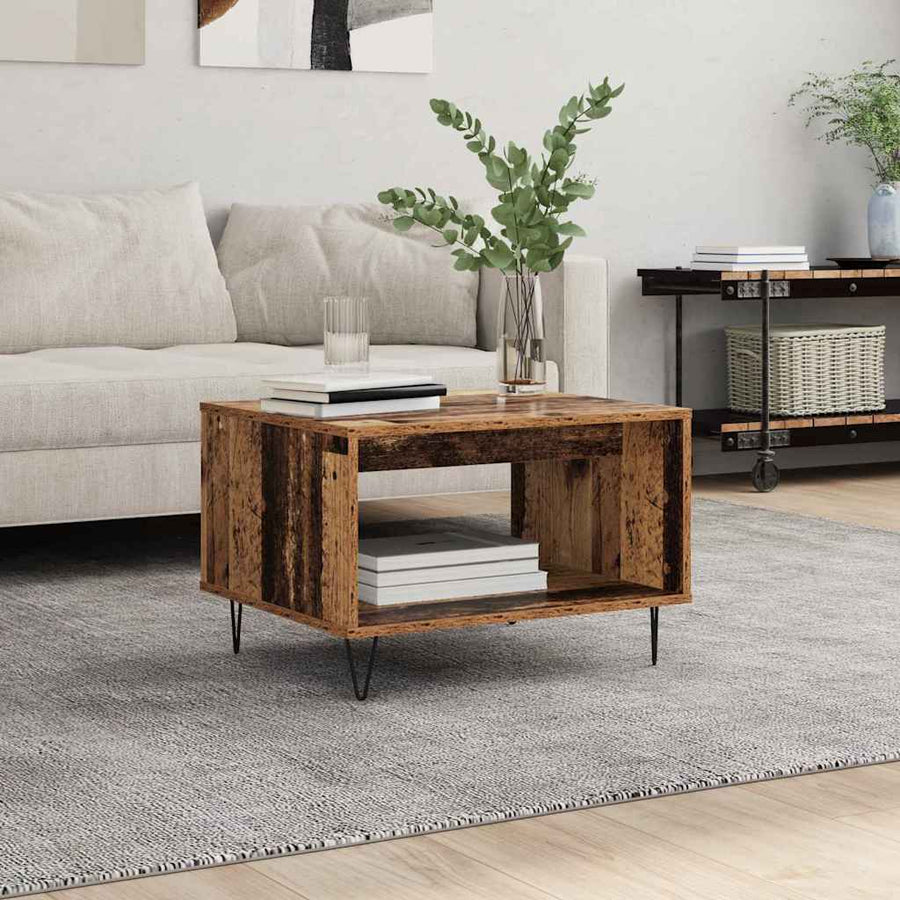 Salontafel Oud hout 60 x 50 x 40 cm Bewerkt hout