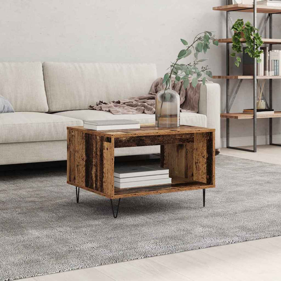 Salontafel Oud hout 60 x 50 x 40 cm Bewerkt hout