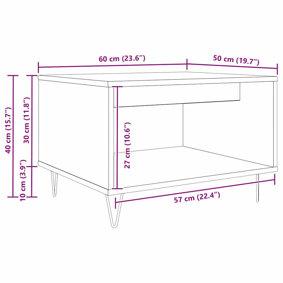 Salontafel Oud hout 60 x 50 x 40 cm Bewerkt hout