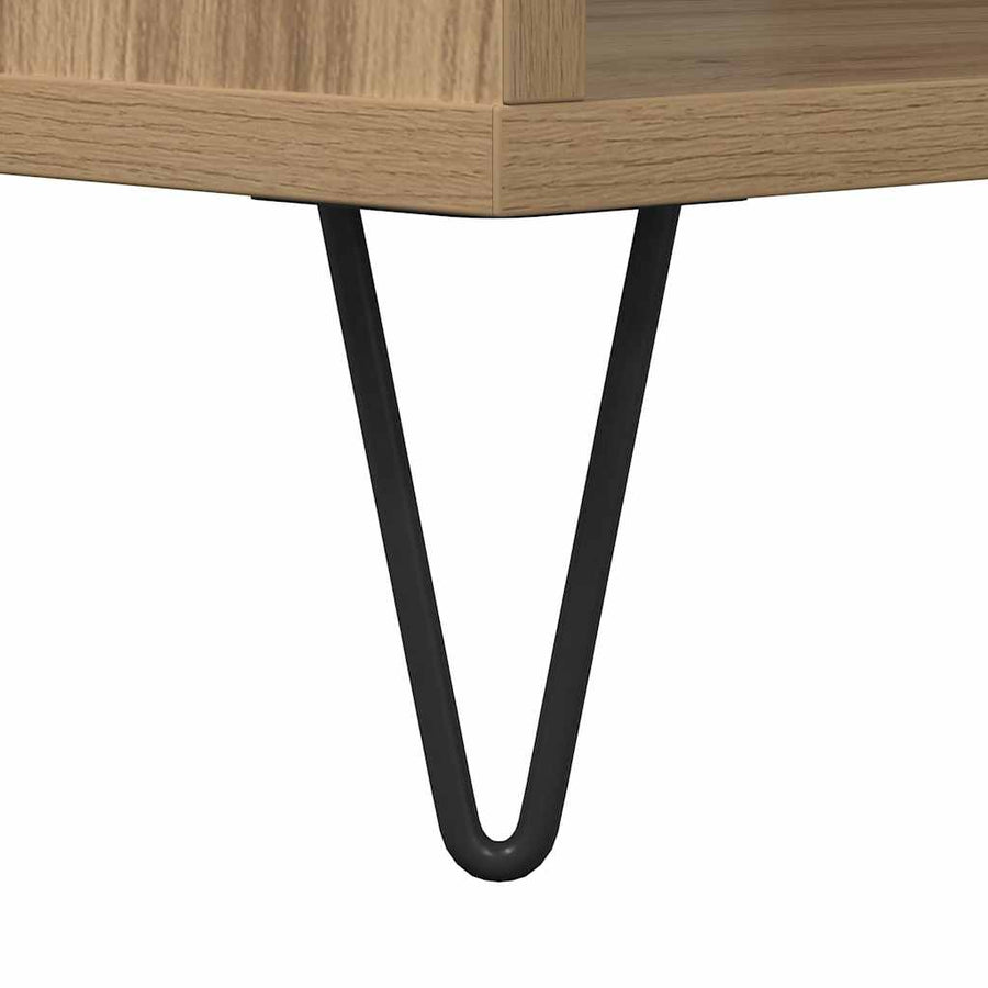 Salontafel artisanaal eikenkleurig 60 x 50 x 40 cm Bewerkt hout