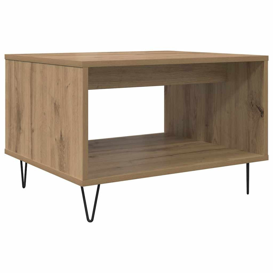 Salontafel artisanaal eikenkleurig 60 x 50 x 40 cm Bewerkt hout