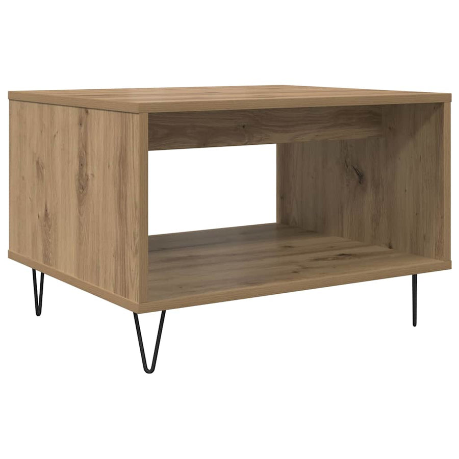 Salontafel artisanaal eikenkleurig 60 x 50 x 40 cm Bewerkt hout