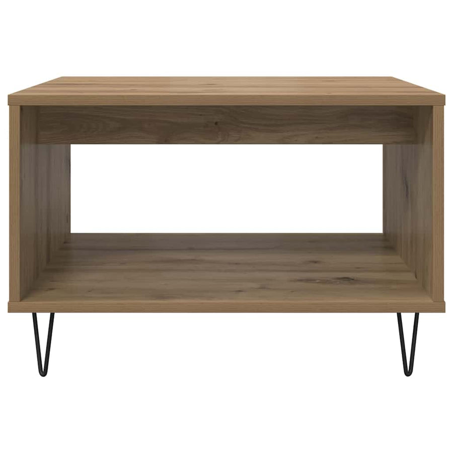 Salontafel artisanaal eikenkleurig 60 x 50 x 40 cm Bewerkt hout