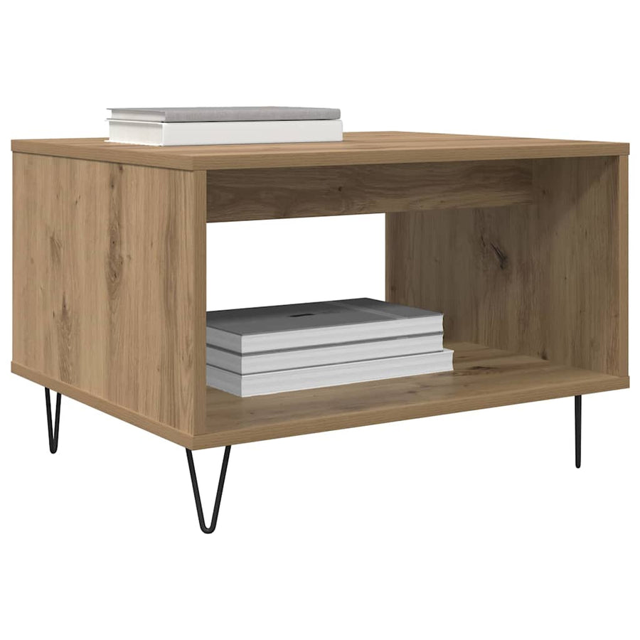 Salontafel artisanaal eikenkleurig 60 x 50 x 40 cm Bewerkt hout