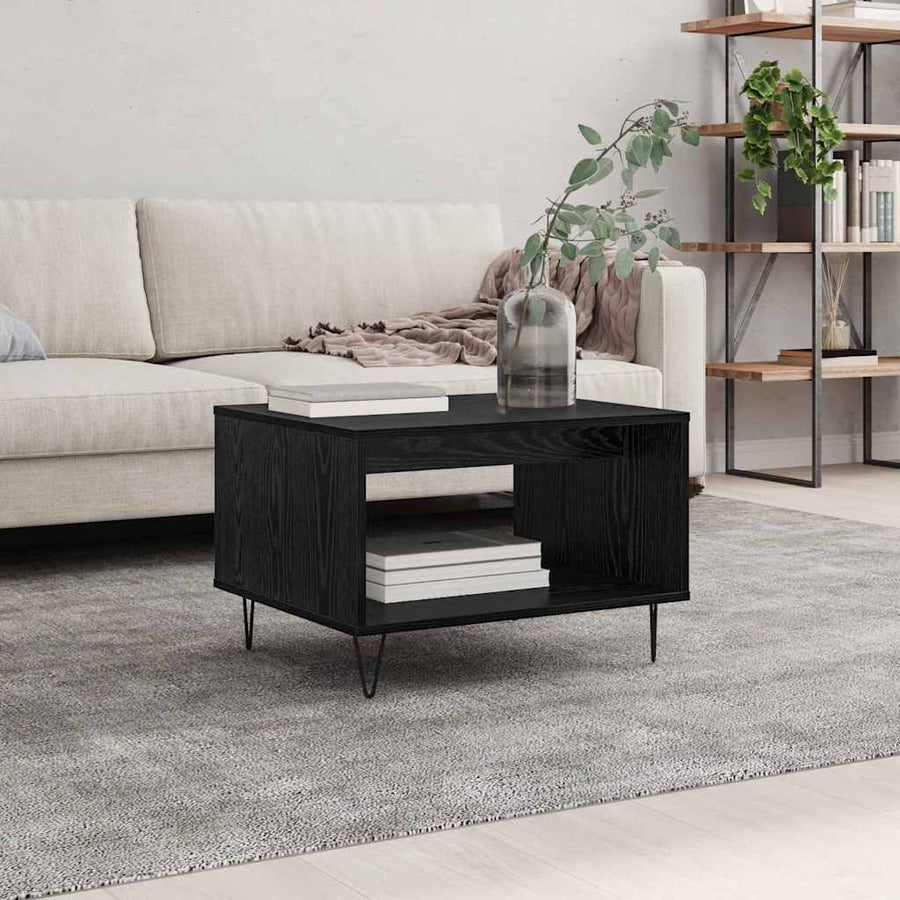 Salontafel Zwart eiken 60 x 50 x 40 cm Bewerkt hout
