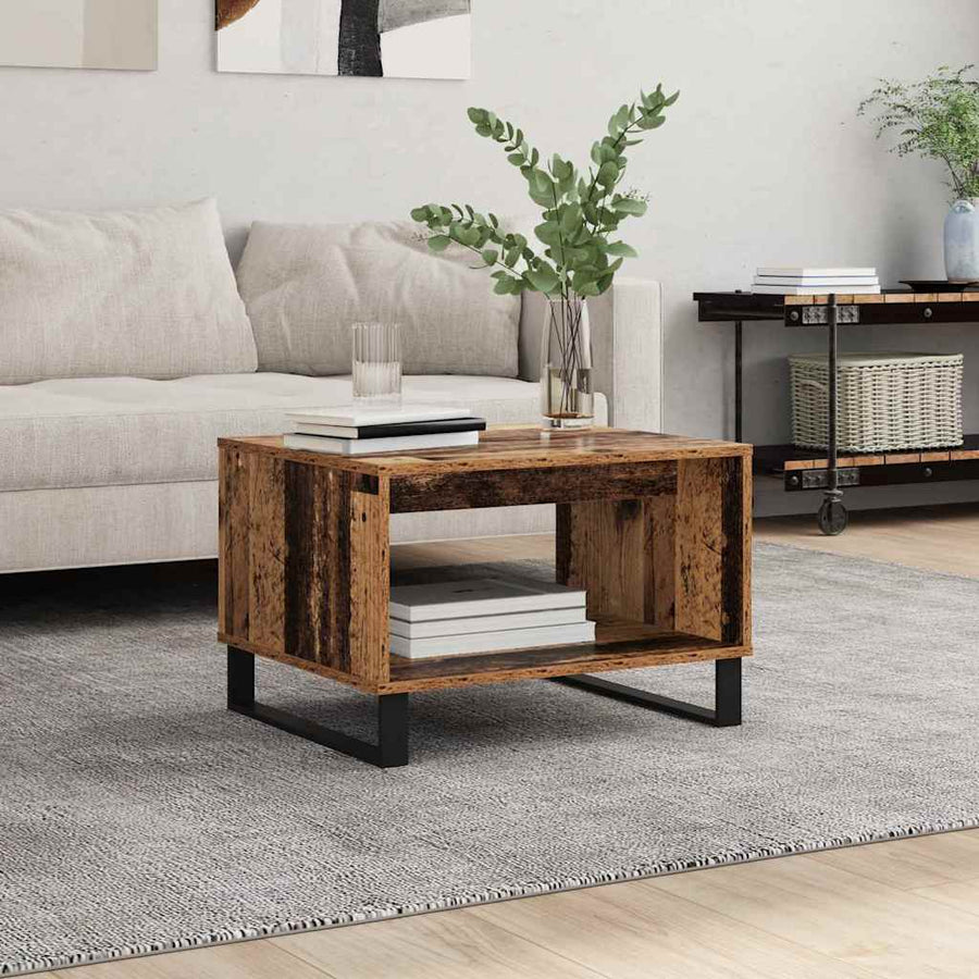 Salontafel Oud hout 60 x 50 x 40 cm Bewerkt hout