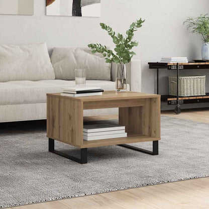 Salontafel artisanaal eikenkleurig 60 x 50 x 40 cm Bewerkt hout