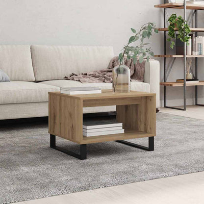 Salontafel artisanaal eikenkleurig 60 x 50 x 40 cm Bewerkt hout