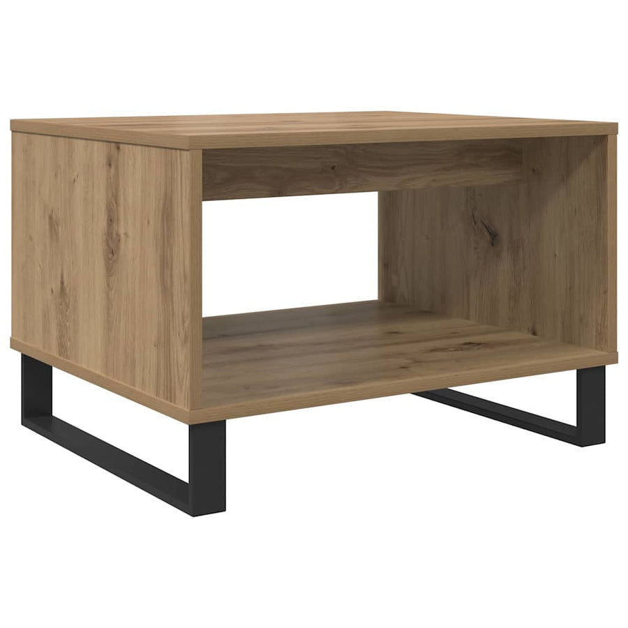 Salontafel artisanaal eikenkleurig 60 x 50 x 40 cm Bewerkt hout