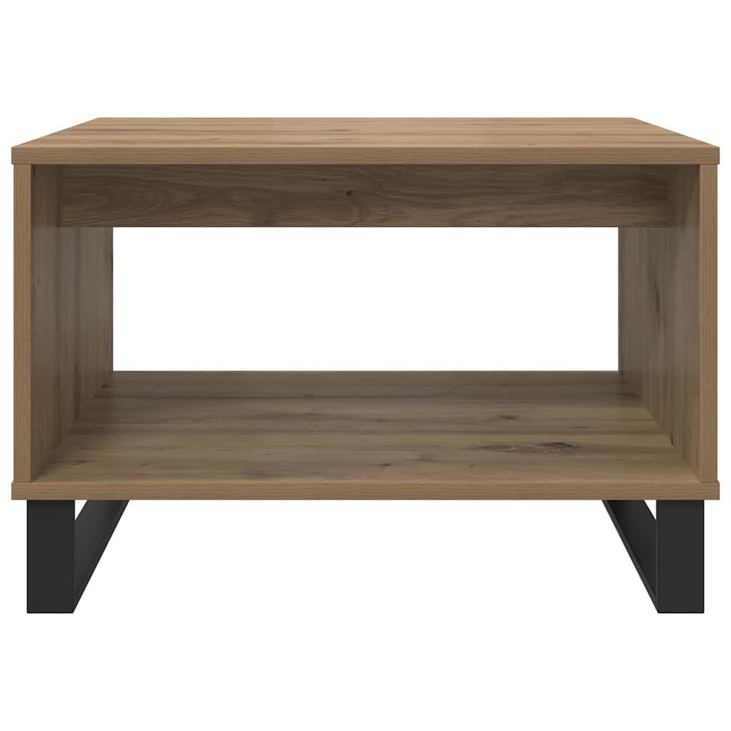 Salontafel artisanaal eikenkleurig 60 x 50 x 40 cm Bewerkt hout