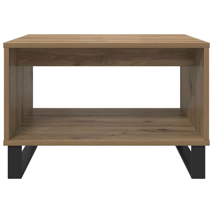 Salontafel artisanaal eikenkleurig 60 x 50 x 40 cm Bewerkt hout