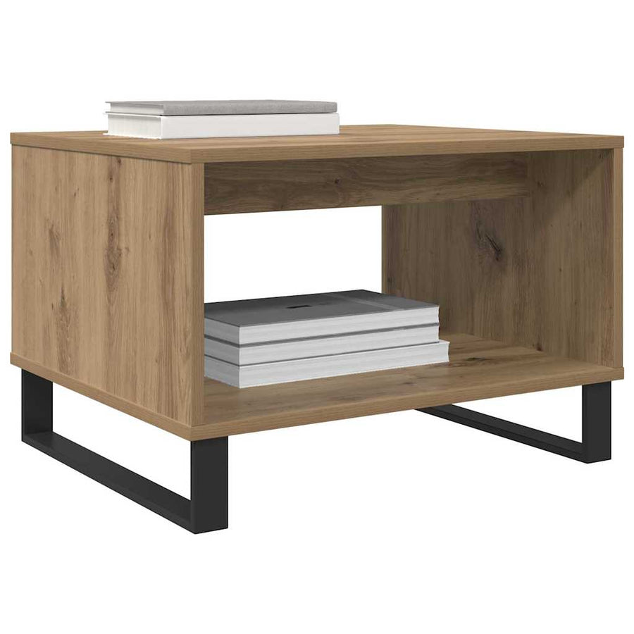 Salontafel artisanaal eikenkleurig 60 x 50 x 40 cm Bewerkt hout