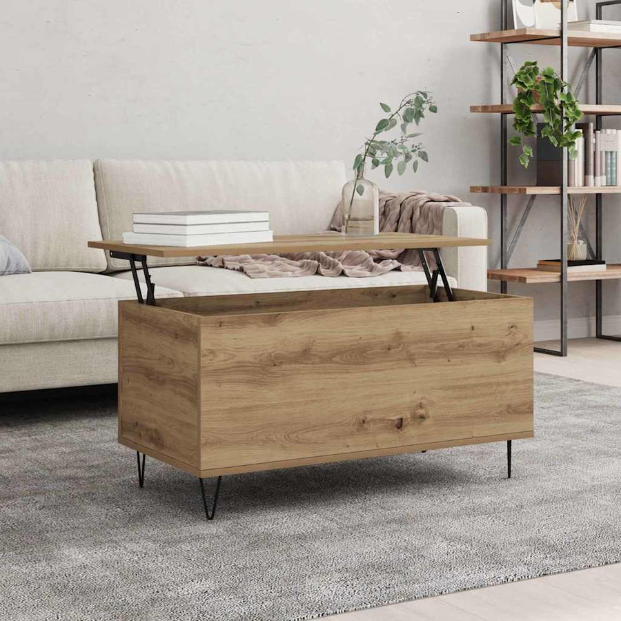 Salontafel artisanaal eikenkleurig 90 x 44.5 x 45 cm