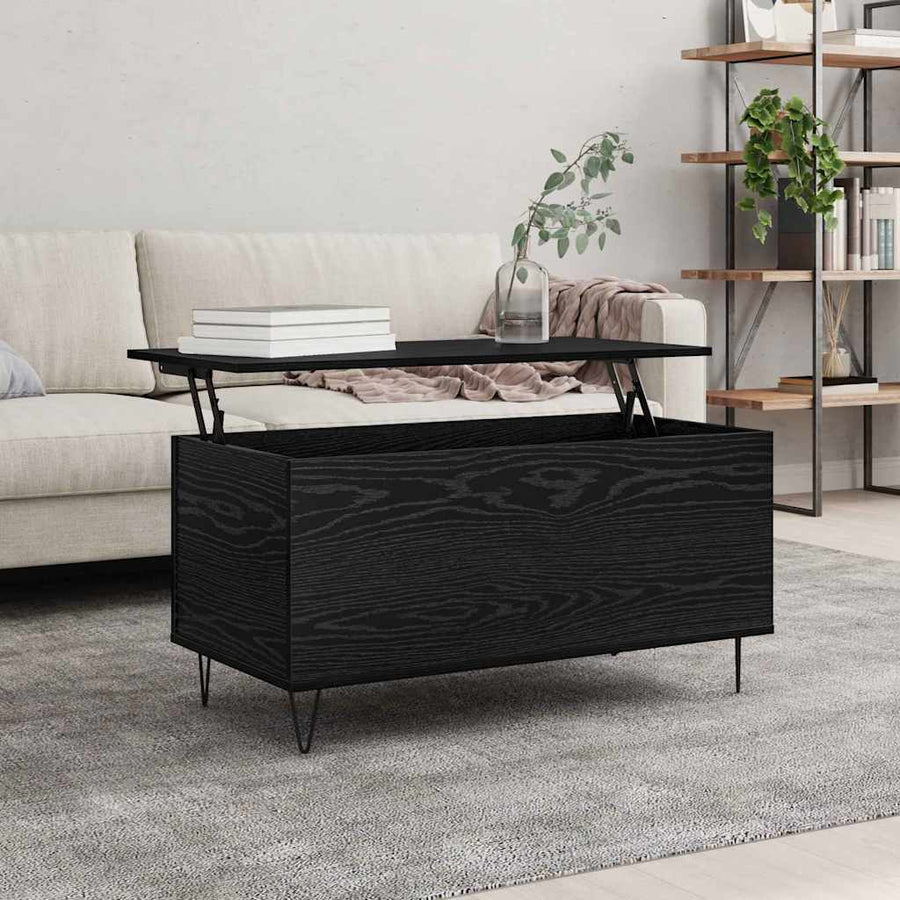 Salontafel Zwart eiken 90 x 44.5 x 45 cm Bewerkt hout