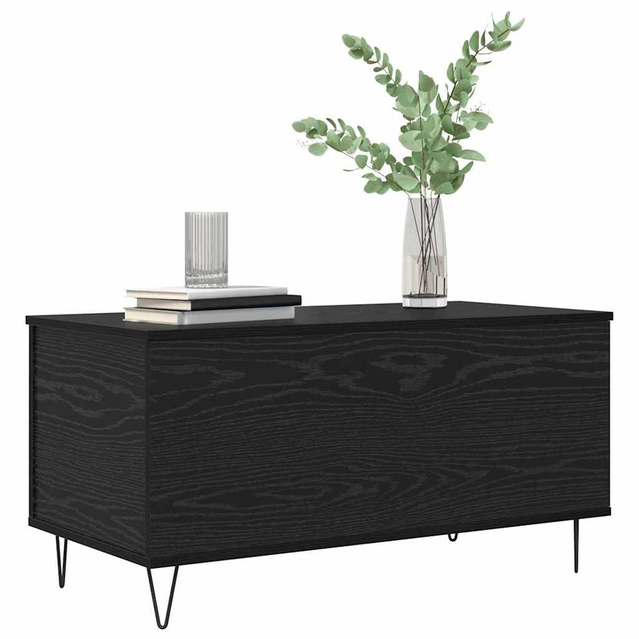 Salontafel Zwart eiken 90 x 44.5 x 45 cm Bewerkt hout