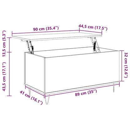 Salontafel Zwart eiken 90 x 44.5 x 45 cm Bewerkt hout