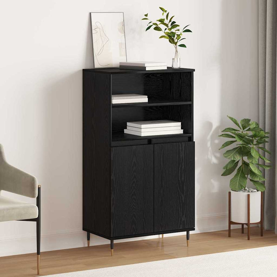 Highboard Zwart 60 x 36 x 110 cm Bewerkt hout