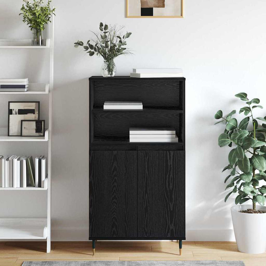 Highboard Zwart 60 x 36 x 110 cm Bewerkt hout