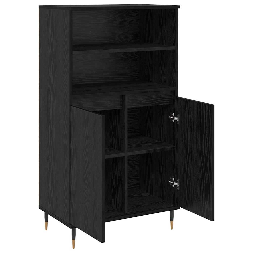 Highboard Zwart 60 x 36 x 110 cm Bewerkt hout