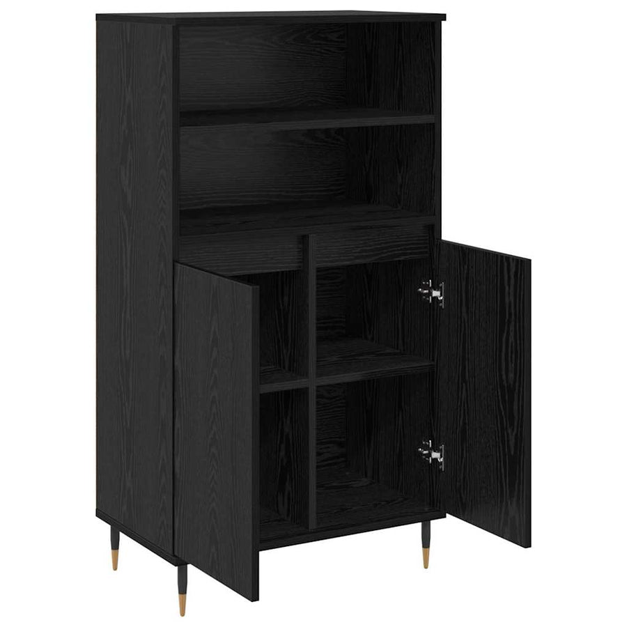 Highboard Zwart 60 x 36 x 110 cm Bewerkt hout