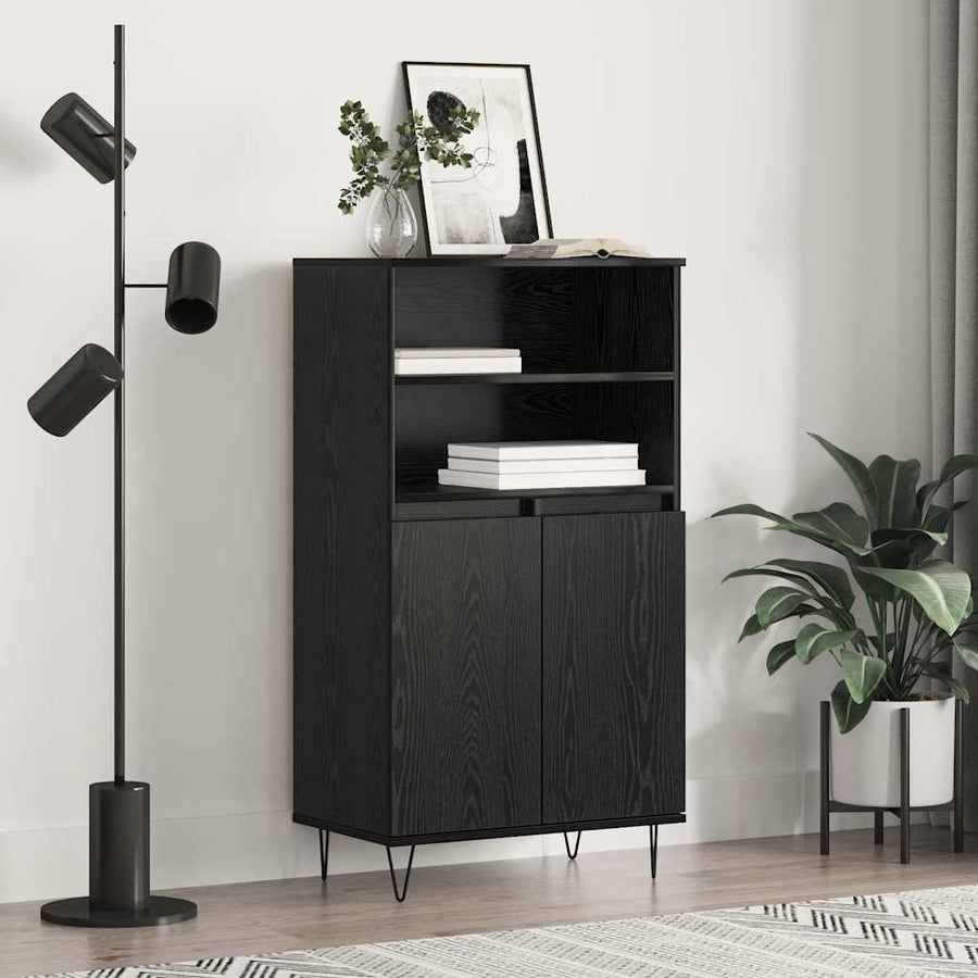 Highboard Zwart 60 x 36 x 110 cm Bewerkt hout
