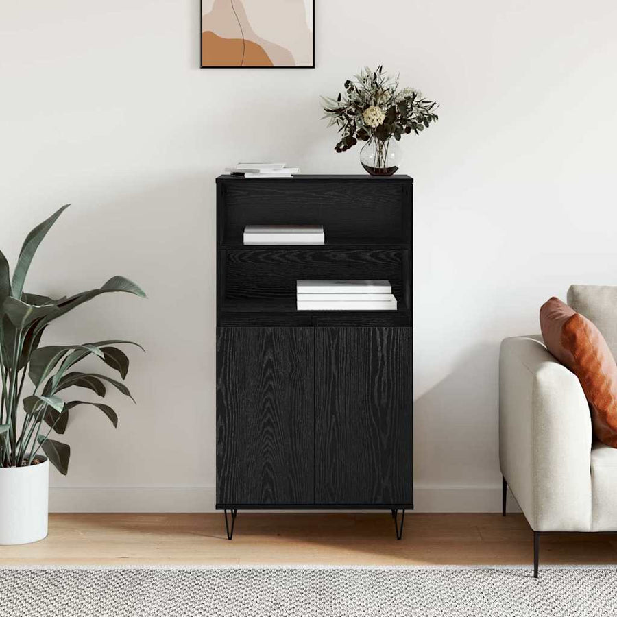 Highboard Zwart 60 x 36 x 110 cm Bewerkt hout