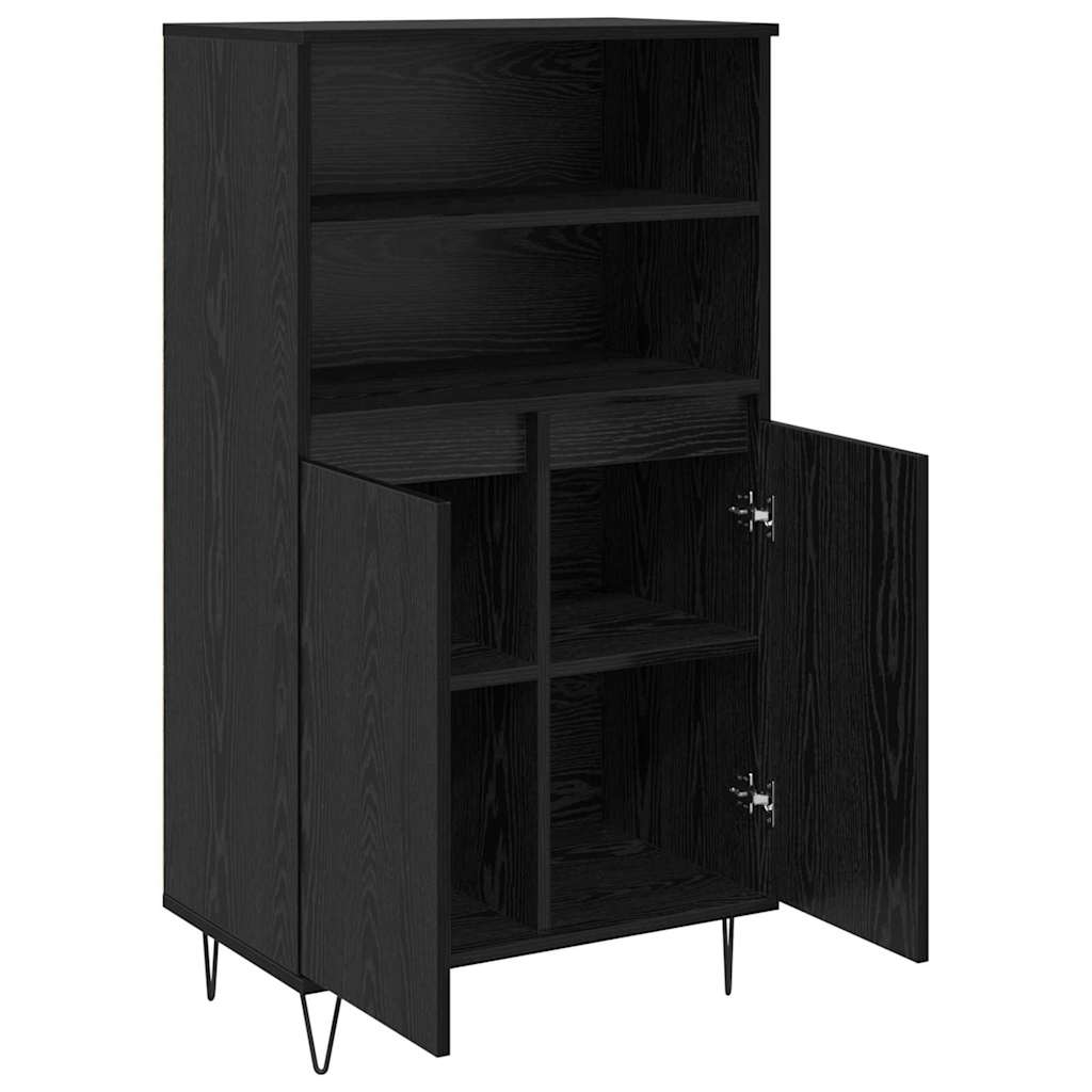 Highboard Zwart 60 x 36 x 110 cm Bewerkt hout