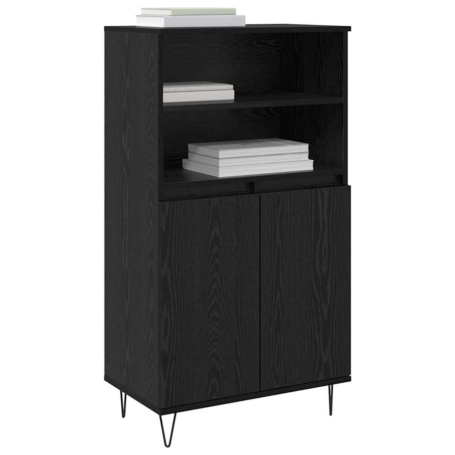 Highboard Zwart 60 x 36 x 110 cm Bewerkt hout